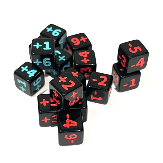 Dice Damage Counters / Plus + Minus - Red & Blue